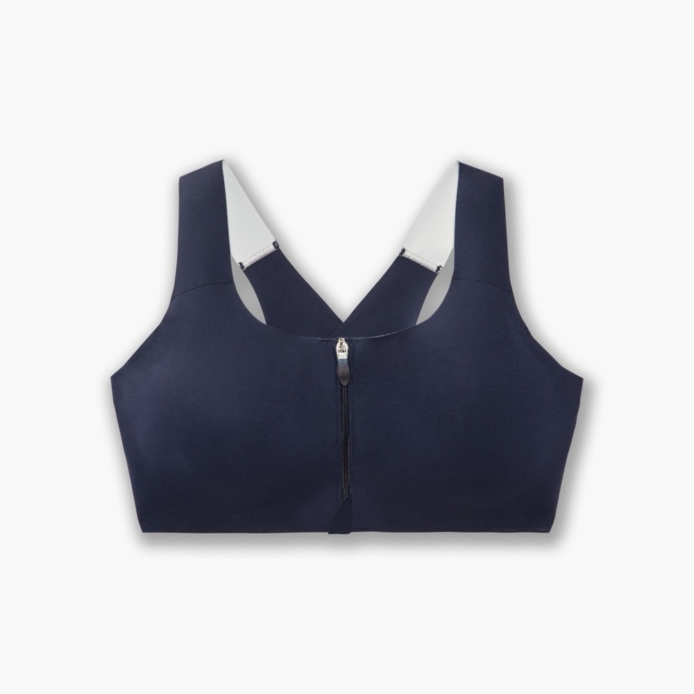 NWT Brooks Women’s Dare Zip Run Bra in Navy in size 32 C/D